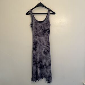 BRIT & BRI Soft Tank Style Black Tye Dye Whimsygoth Sun Dress- XS, Has Pockets!